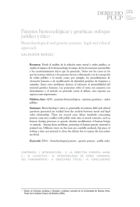 Patentes biotecnológicas y genéticas: enfoque jurídico y ético