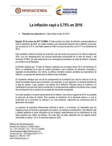 La inflación cayó a 5,75% en 2016