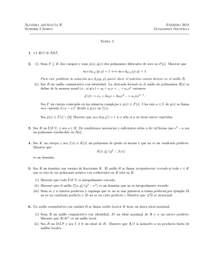 Álgebra abstracta II Febrero 2015 Nombre/Código: Guillermo
