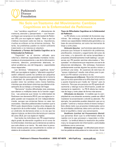 cambios cognitivos en la enfermedad de Parkinson