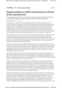 Espa&ntilde;a sostiene su d&eacute;bil reactivaci&oacute;n por el tir&oacute;n de las exportaciones