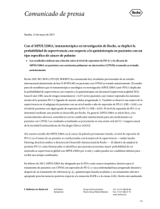 Con el MPDL3280A, inmunoter&aacute;pico en investigaci&oacute;n de Roche, se