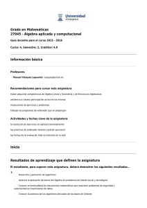 Grado en Matemáticas 27045 - Álgebra aplicada y computacional