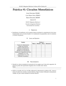 Práctica #1: Circuitos Monofásicos