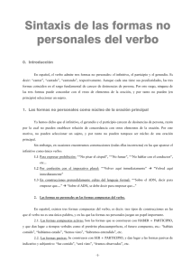 Sintaxis de las formas no personales del verbo