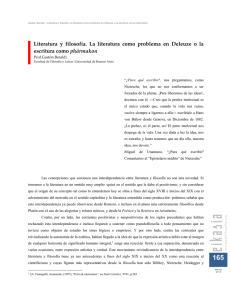 Literatura y filosofía. La literatura como problema en Deleuze o la