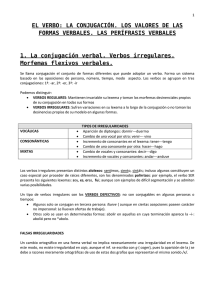 EL VERBO: LA CONJUGACIÓN. LOS VALORES DE LAS FORMAS