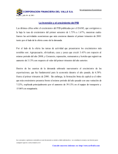 La Inversión y el crecimiento del PIB Las últimas