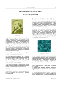 LISTERIOSIS (GÉNERO LISTERIA) Joseph Lister (1827
