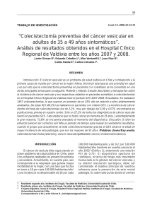 Colecistectom&iacute;a preventiva del c&aacute;ncer vesicular en adultos de 35 a