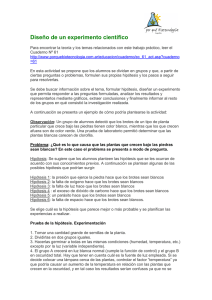 Dise&ntilde;o experimento cient&iacute;fico