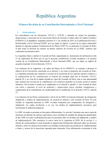 Primera Revisión de su Contribución Determinada a Nivel Nacional