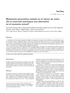 Metástasis pancreática aislada en el cáncer de colon.