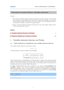 Tutorial 04 (versión Python): Variables aleatorias. Índice 1