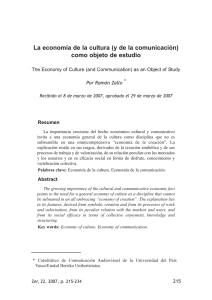 La economía de la cultura (y de la comunicación) como objeto de