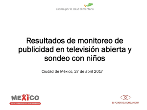 resultados del monitoreo de publicidad de comida chatarra en la