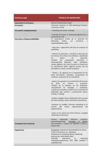 Perfil buscado TECNICO DE MARKETING
