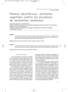 Plantas alexitéricas: antídotos vegetales contra las picaduras de