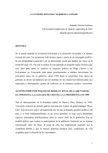 La revolución bolivariana: surgimiento y evolución Eduardo Garzón