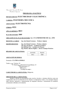 electricidad y electrónica carrera: ingeniería mecánica asignatura