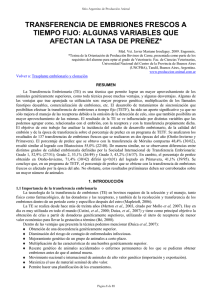 transferencia de embriones frescos a tiempo fijo: algunas variables