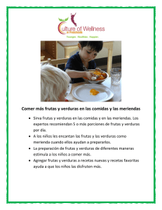 Comer m&aacute;s frutas y verduras en las comidas y las meriendas