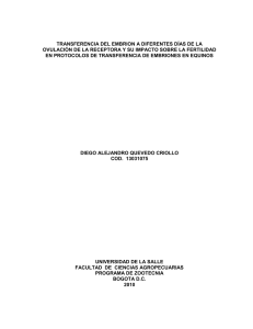 1 transferencia del embrion a diferentes días de la ovulación de la