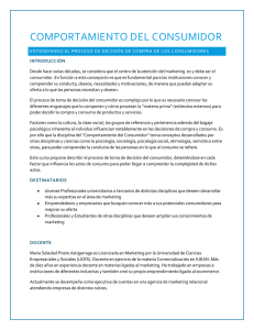 comportamiento del consumidor - Instituto Universitario Escuela