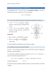 25. APLICACIONES ORTOGONALES. PROPIEDADES. Un