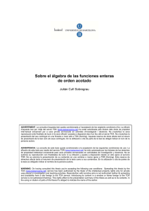 Sobre el álgebra de las funciones enteras de orden acotado