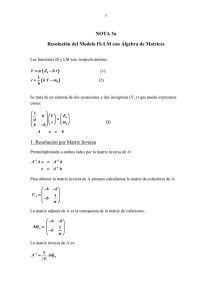 NOTA 3a Resolución del Modelo IS-LM con Álgebra de Matrices 1