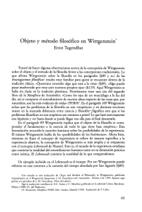Objeto y método filosófico en Wittgenstein*