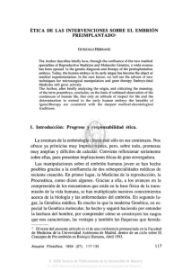 ÉTICA DE LAS INTERVENCIONES SOBRE EL EMBRIÓN