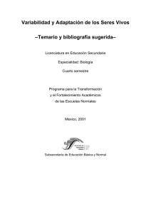 Variabilidad y Adaptación de los Seres Vivos œTemario y