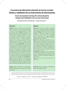 Consumo de alimentos durante el recreo escolar. Diseño y
