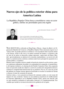 Nuevos ejes de la politica exterior china para America Latina