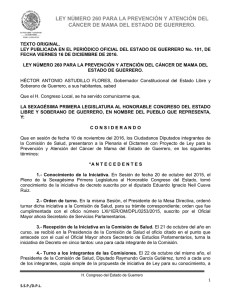 ley número 260 para la prevención y atención del cáncer de mama