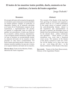 El teatro de los muertos: teatro perdido, duelo, memoria