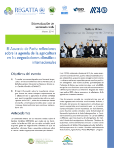 El Acuerdo de Par&iacute;s: reflexiones sobre la agenda de la agricultura