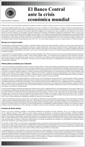 El Banco Central ante la crisis económica mundial