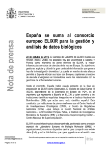 España se suma al consorcio europeo ELIXIR para la