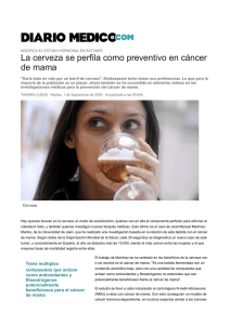 La cerveza se perfila como preventivo en cáncer de mama