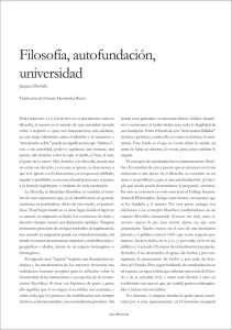 Filosofía, autofundación, universidad