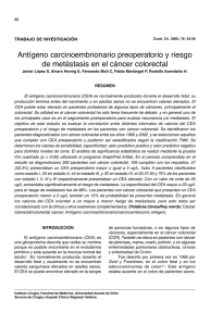 Antígeno carcinoembrionario preoperatorio y riesgo de metástasis