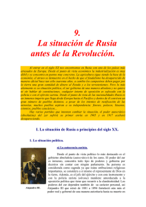 9. La situación de Rusia antes de la Revolución.