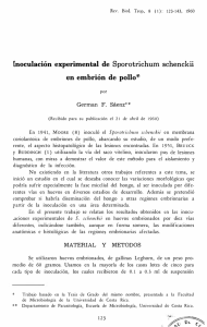 Inoculación experimental de Sporotrichum schenckii en embrión de