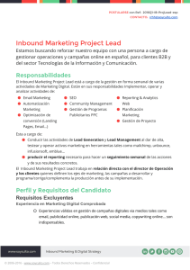 Inbound Marketing Project Lead
