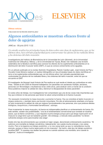 Algunos antioxidantes se muestran eficaces frente al dolor