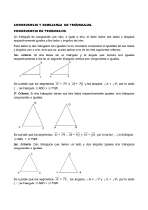 Semejanza y congruencia de triangulos