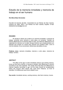 Estudio de la memoria inmediata y memoria de trabajo en el ser